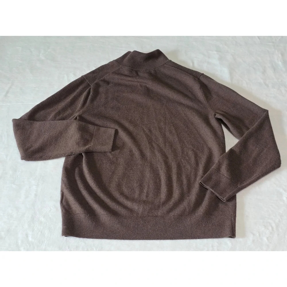 Banana Republic Mens Large Tall Brown Italian Merino Wool Quarter Zip Sweater